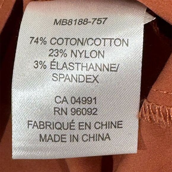 Dalia Rust Orange Button Back Blouse XL Long Sleeve Tie Cuff Minimalist Top - Picture 7 of 8